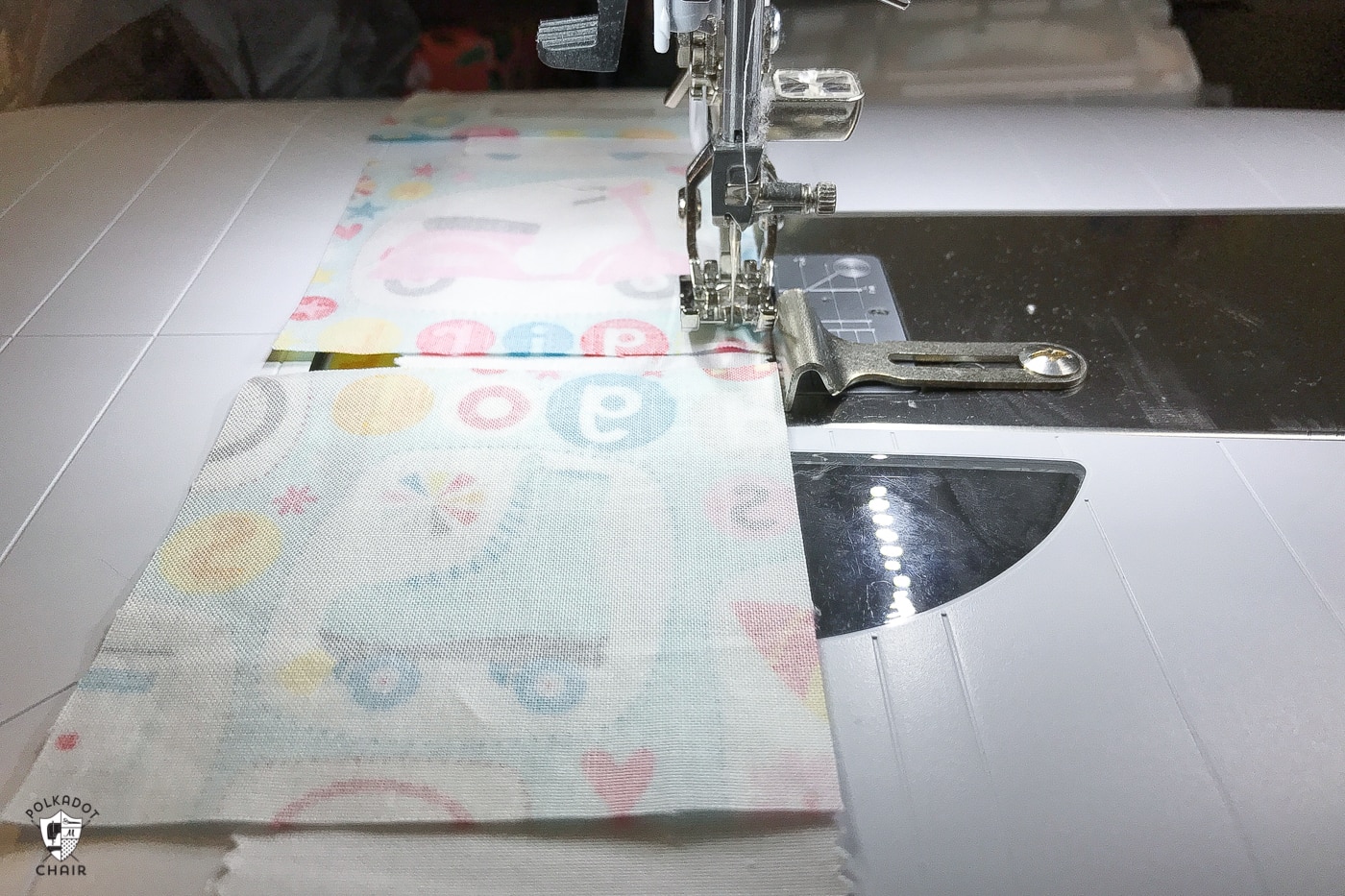 fabric under sewing machine foot