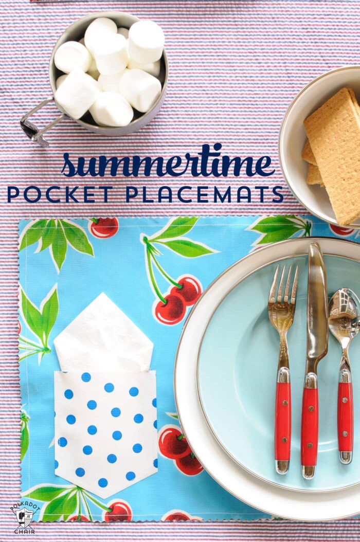 How to make an oilcloth placemat - a free sewing tutorial for a summer placemat with a pocket!