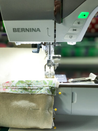 fabric under sewing machine foot