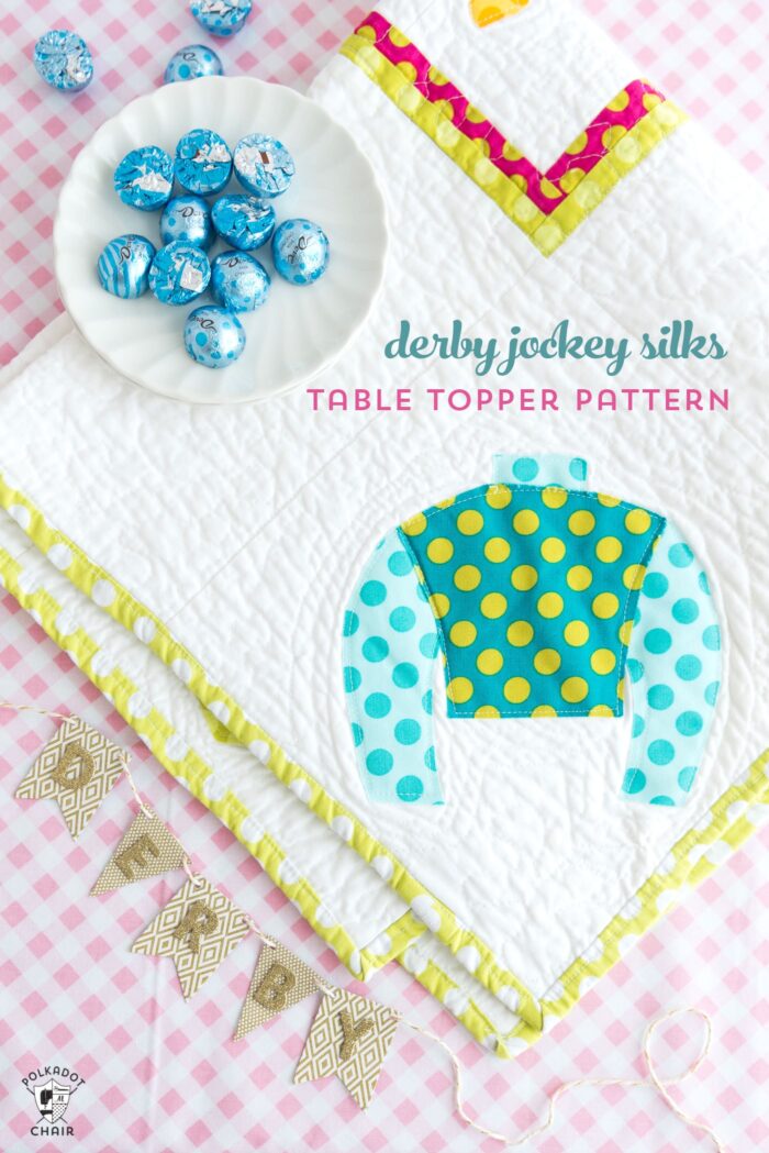 Free pattern for a Derby Jockey Silks Table Topper - cute idea for a Kentucky Derby sewing, craft or decorating project!