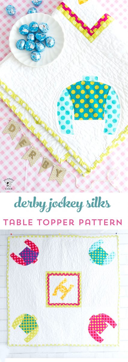 Free pattern for a Derby Jockey Silks Table Topper - cute idea for a Kentucky Derby sewing, craft or decorating project!