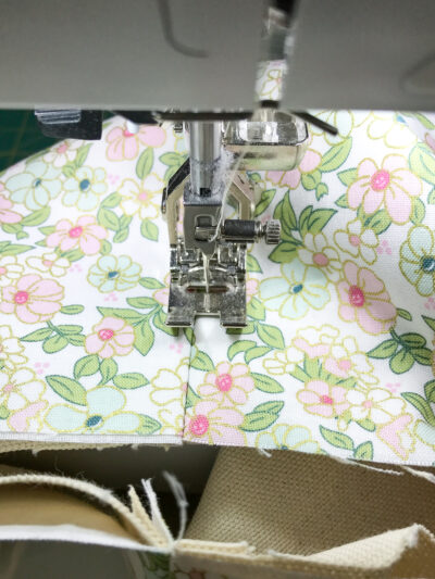 fabric under sewing machine foot