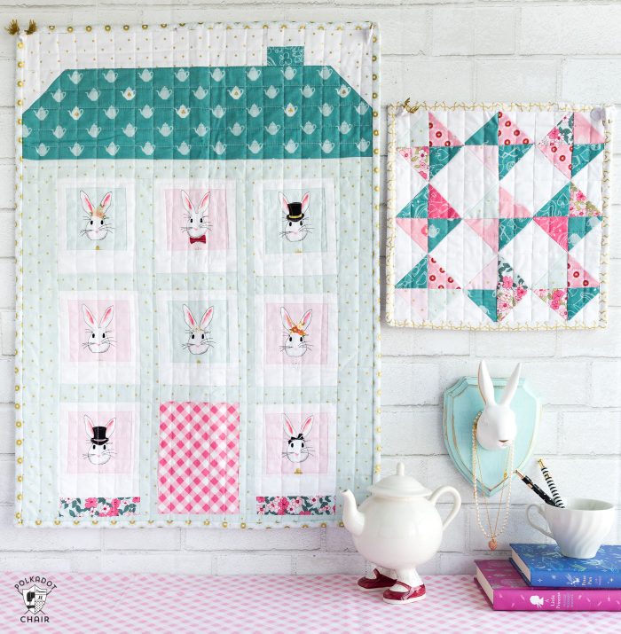 Super cute Wonderland themed Mini Quilt Patterns- these would be so cute as wall hangings in a little girls room or as a baby doll quilt!