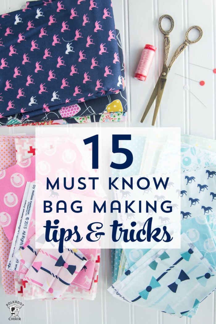 15 must know bag making tips and tricks. Lots of great tips and simple things to do to get great results when you are sewing bags and purses!