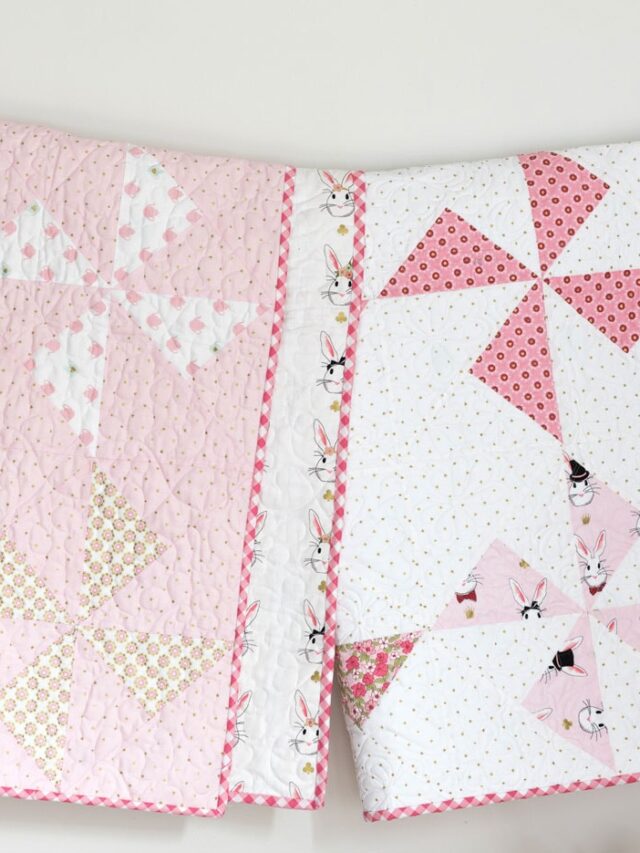 Free Baby Quilt Patterns featuring simple Turnstile Quilt Blocks Story