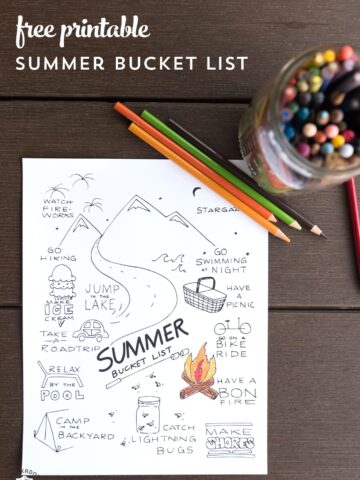 Free Printable Summer Bucket list coloring sheet - such a fun idea for kids for summer- download for free on polkadotchair.com
