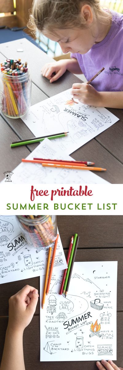 Free Printable Summer Bucket list coloring sheet - such a fun idea for kids for summer- download for free on polkadotchair.com