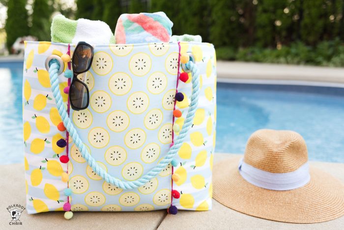 Learn how to sew a cute oversized pool bag with this Oversized Beach Bag Sewing Pattern - so roomy and such a simple free pattern!