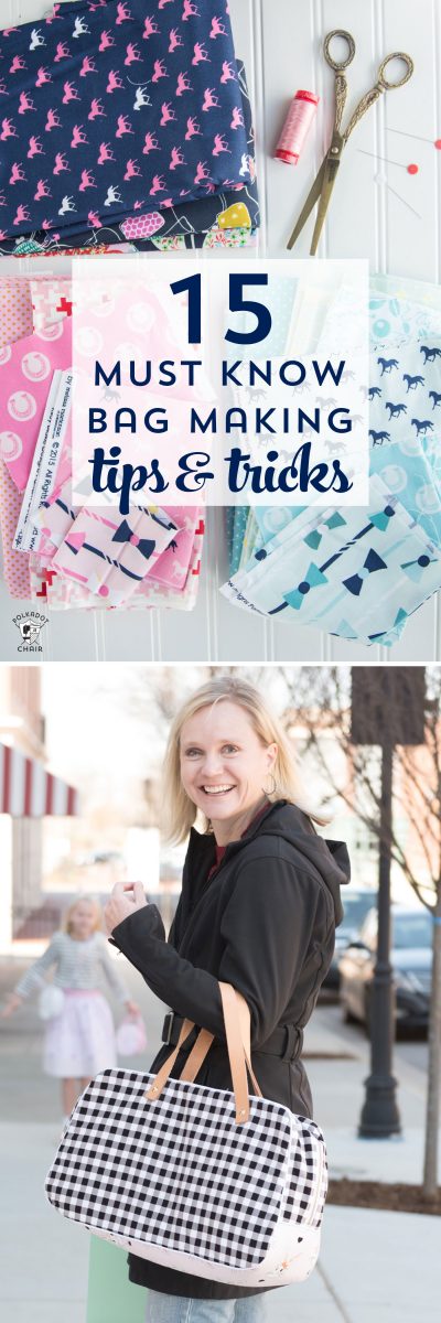 15 must know bag making tips and tricks. Lots of great tips and simple things to do to get great results when you are sewing bags and purses!