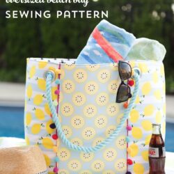 Learn how to sew a cute oversized pool bag with this Oversized Beach Bag Sewing Pattern - so roomy and such a simple free pattern!