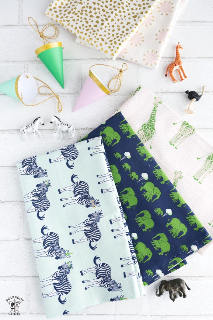 Lots of cute sewing project ideas and quilting patterns and tutorials using Safari Party Fabrics by Melissa Mortenson for Riley Blake Designs