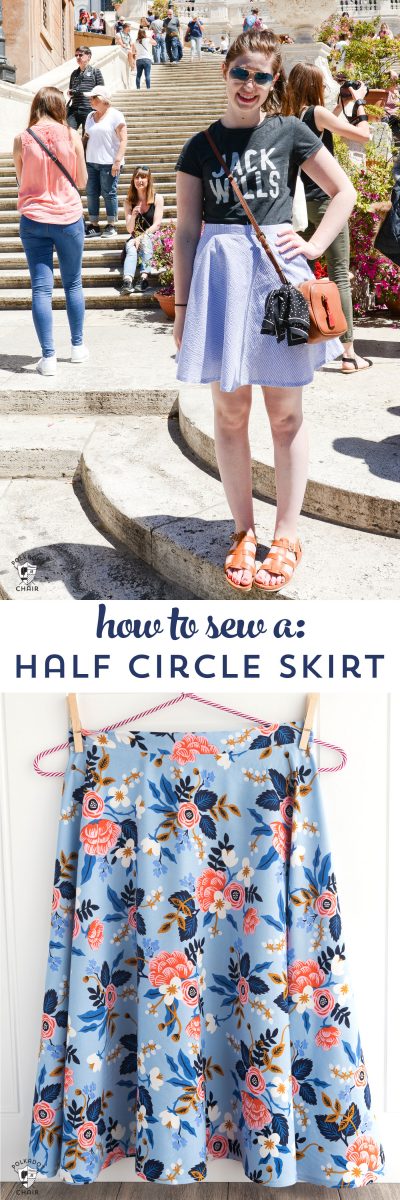 How to sew a half circle skirt with a zipper. A free sewing tutorial teaching you how to make a circle skirt out of seersucker or rayon. Such a cute summer DIY project!
