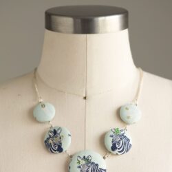 Make a cute statement necklace with this fabric covered button necklace tutorial by Melissa Mortenson of polkadotchair.com