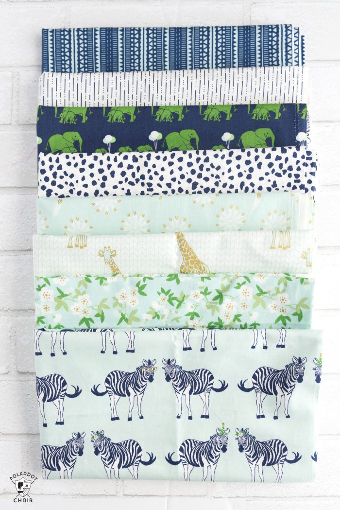 Lots of cute sewing project ideas and quilting patterns and tutorials using Safari Party Fabrics by Melissa Mortenson for Riley Blake Designs