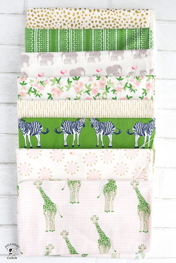 Lots of cute sewing project ideas and quilting patterns and tutorials using Safari Party Fabrics by Melissa Mortenson for Riley Blake Designs