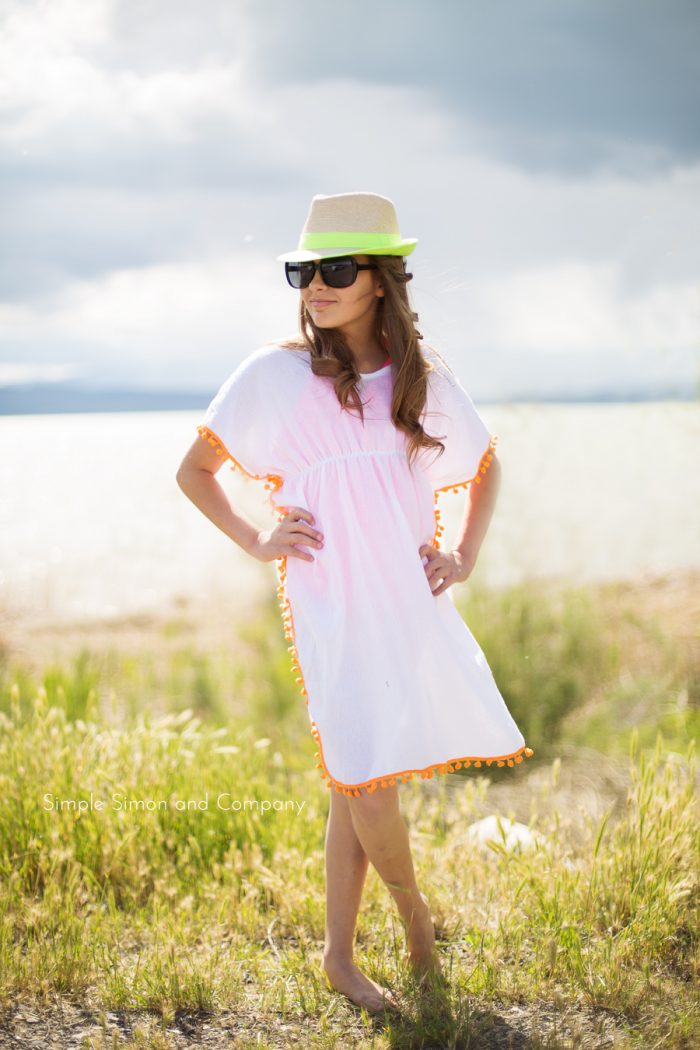 Cute pom pom swim cover up using double gauze fabrics