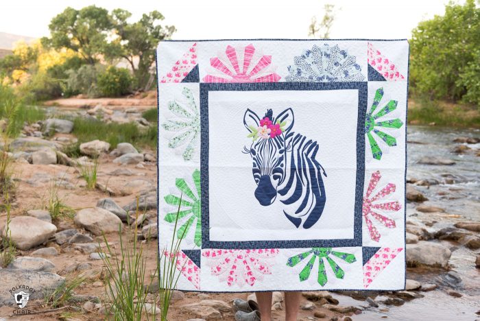 Zinnia the Zebra Quilt Pattern - such a fun applique quilt pattern, would be so cute to make as a baby quilt or for a child!