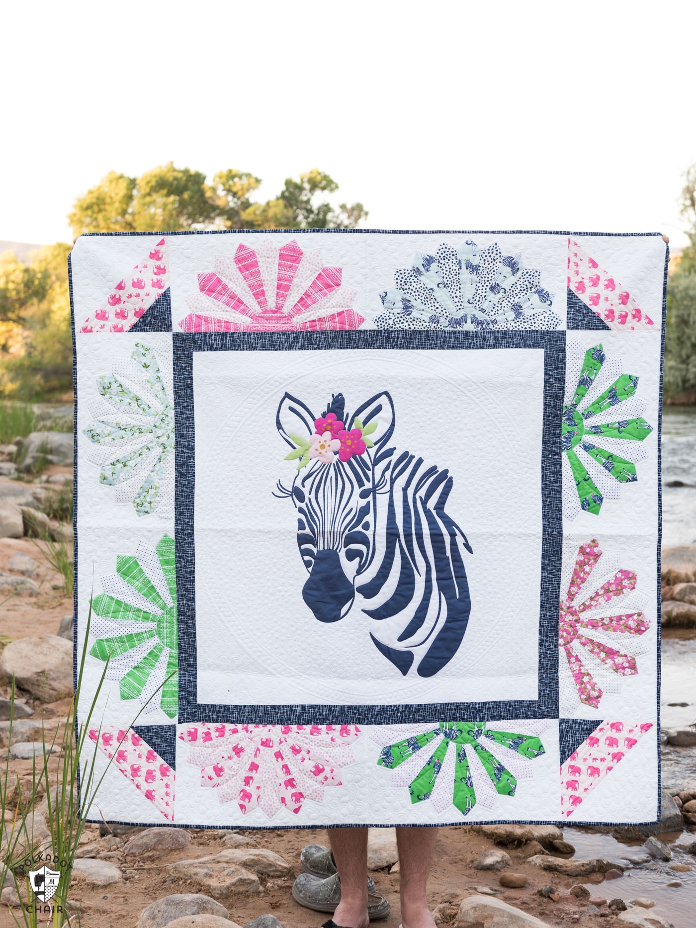 Zinnia the Zebra Quilt Pattern - such a fun applique quilt pattern, would be so cute to make as a baby quilt or for a child!