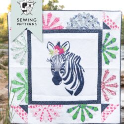 Zinnia the Zebra Quilt Pattern - such a fun applique quilt pattern, would be so cute to make as a baby quilt or for a child!