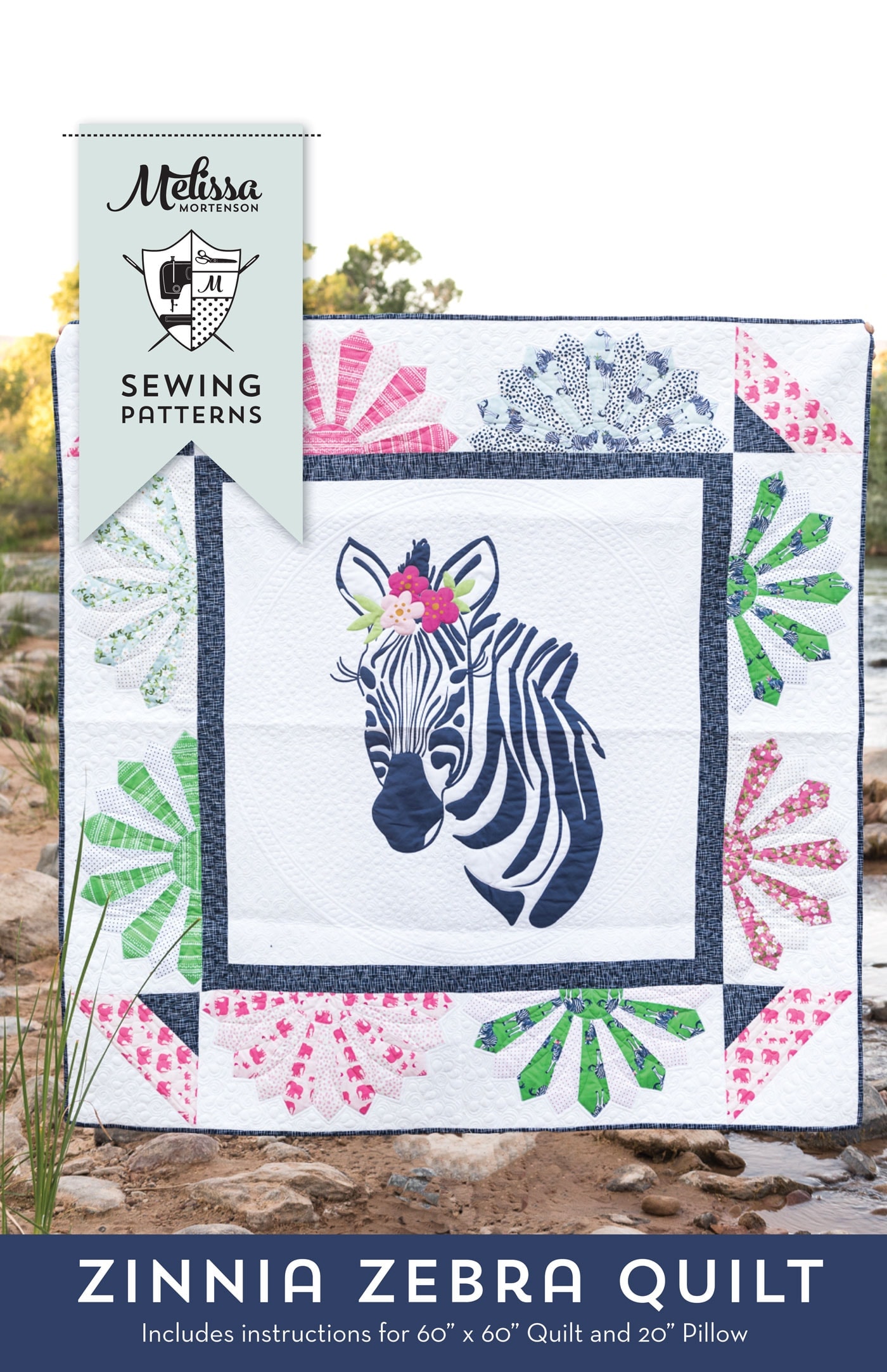 Zinnia the Zebra Quilt Pattern - such a fun applique quilt pattern, would be so cute to make as a baby quilt or for a child!