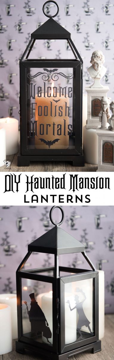 DIY Halloween Decorating Ideas inspired by the Haunted Mansion - how to make cute Haunted Mansion Lanterns. Includes free cut files for your Cricut. 