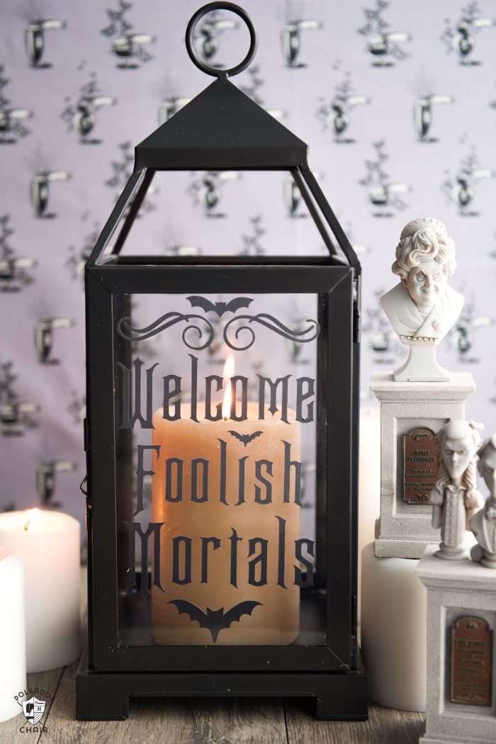 DIY Halloween Decorating Ideas inspired by the Haunted Mansion - how to make cute Haunted Mansion Lanterns. Includes free cut files for your Cricut. 