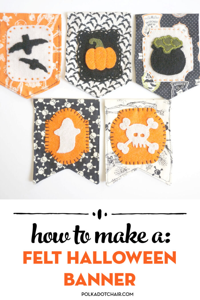 felt banner halloween pieces on white table