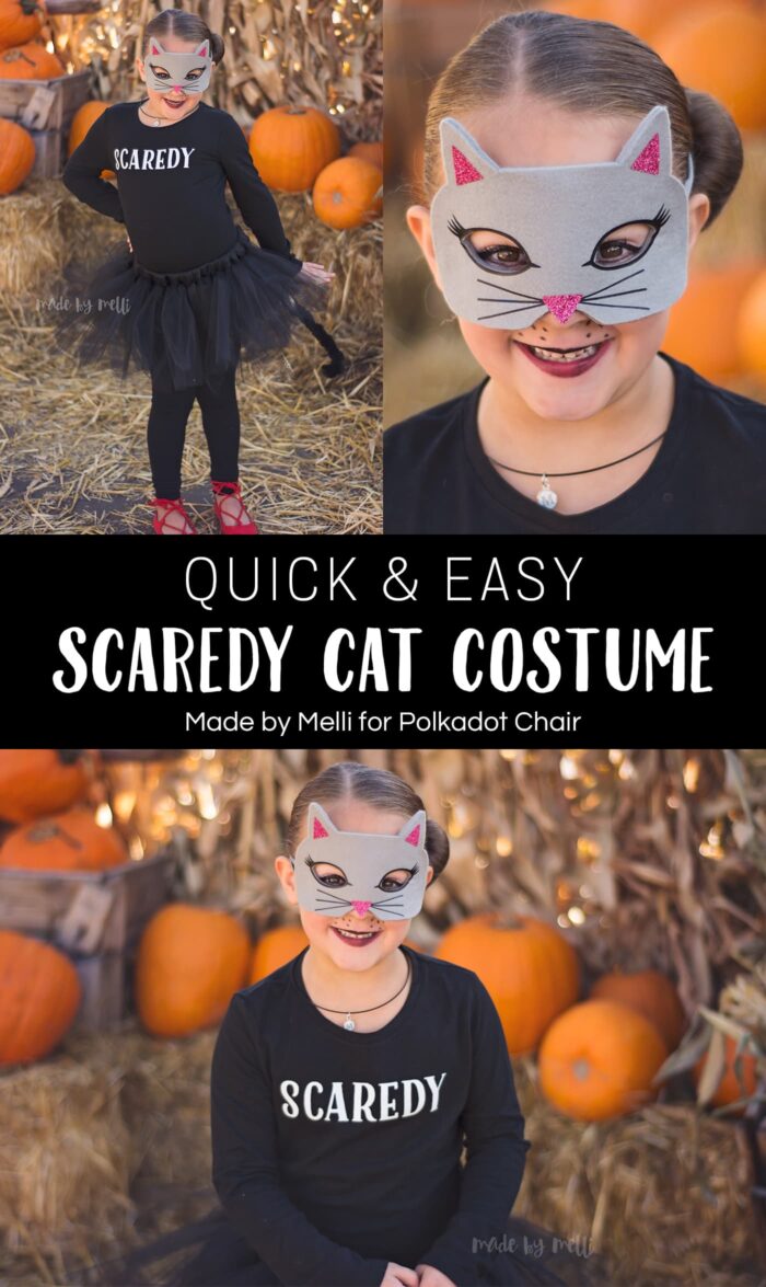 Adorable and EASY DIY Scaredy Cat Costume by Made by Melli - such a fun and quick DIY Costume idea - #halloween #halloweencostume #catcostume #diycostume #easyhalloweencostume #tutorial #cricut #ironon