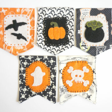 DIY Fabric Halloween Banner tutorial - with free applique pattern! #halloween #halloweensewing #halloweenbanner #sewing #sewingproject #halloweensewing #halloweencrafts #halloweenpatterns #embroidery #applique #freepatterns