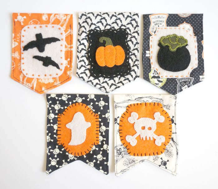 DIY Fabric Halloween Banner tutorial - with free applique pattern! #halloween #halloweensewing #halloweenbanner #sewing #sewingproject #halloweensewing #halloweencrafts #halloweenpatterns #embroidery #applique #freepatterns