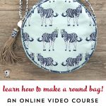 Learn how to make a round bag in this online video course! #videotutorial #sewingvideo #sewingpattern #sewingpatterns #roundbag #roundbagpatterns #alicebag #melissamortenson #imaginewithrileyblake #rileyblake #polkadochair