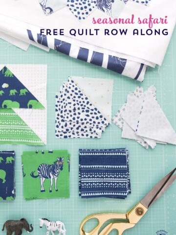Seasonal Safari Quilt Pattern - offered as a free quilt along this Fall from the polkadotchair.com blog! #quiltalong #freequiltpatterns #rowquilt #quiltingtutorials #quilts #safariparty #rileyblake #melissamortenson #polkadotchair #howtoquilt #learntoquilt