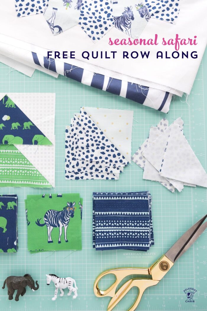 Seasonal Safari Quilt Pattern - offered as a free quilt along this Fall from the polkadotchair.com blog! #quiltalong #freequiltpatterns #rowquilt #quiltingtutorials #quilts #safariparty #rileyblake #melissamortenson #polkadotchair #howtoquilt #learntoquilt