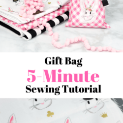 Quick and easy 5 Minute Fabric Gift Bag Tutorial - #handmadegift #sewing #sewingtutorial #giftbag #diygiftbag