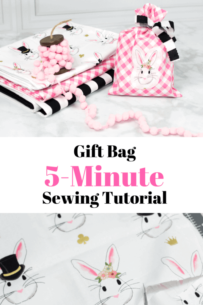 Quick and easy 5 Minute Fabric Gift Bag Tutorial - #handmadegift #sewing #sewingtutorial #giftbag #diygiftbag