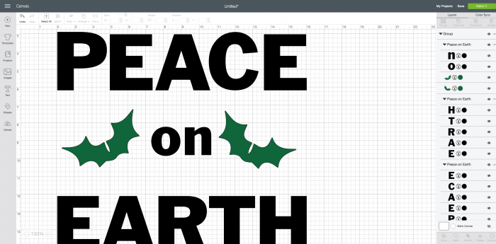 Christmas DIY Canvas banner with free pattern and templates. How to make a canvas banner- a cute Christmas sign that says "Peace on Earth" #Christmas #canvasbanner #DIY #ChristmasCrafts