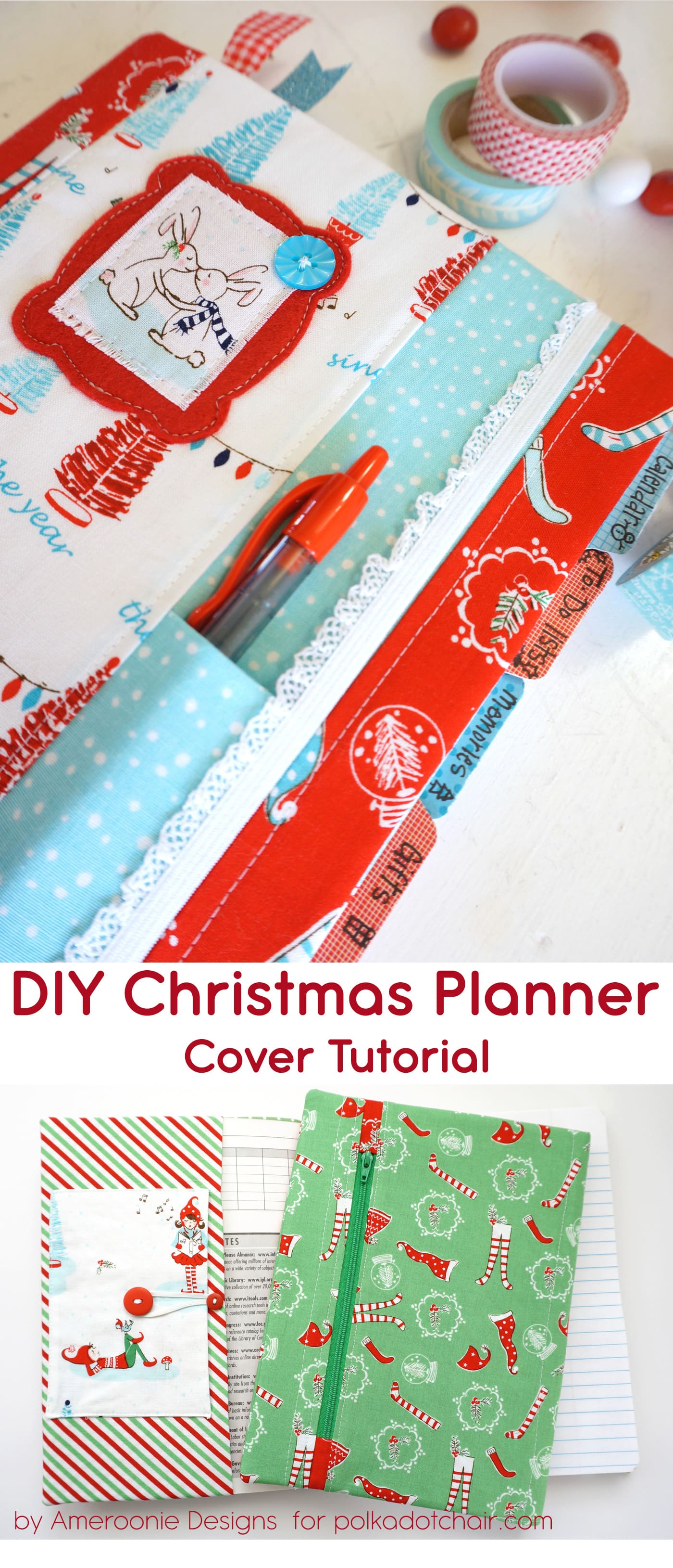 DIY Christmas Planner Cover Tutorial Pinterest post.