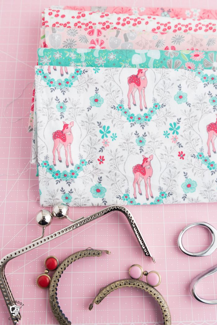 Fabric on pink cutting mat
