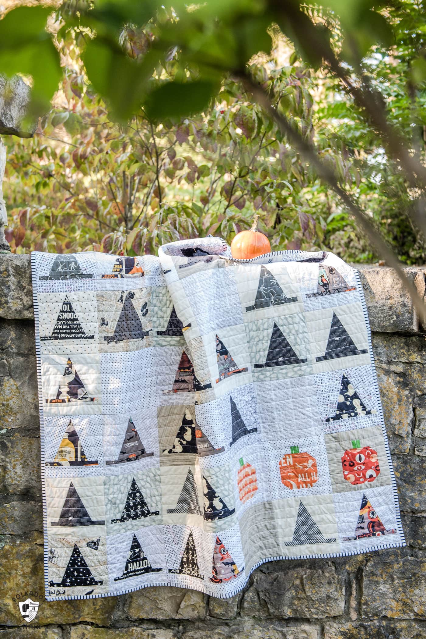 Halloween Haberdashery Quilt by Melissa Mortenson - a cute Witch's Hat Halloween Quilt pattern