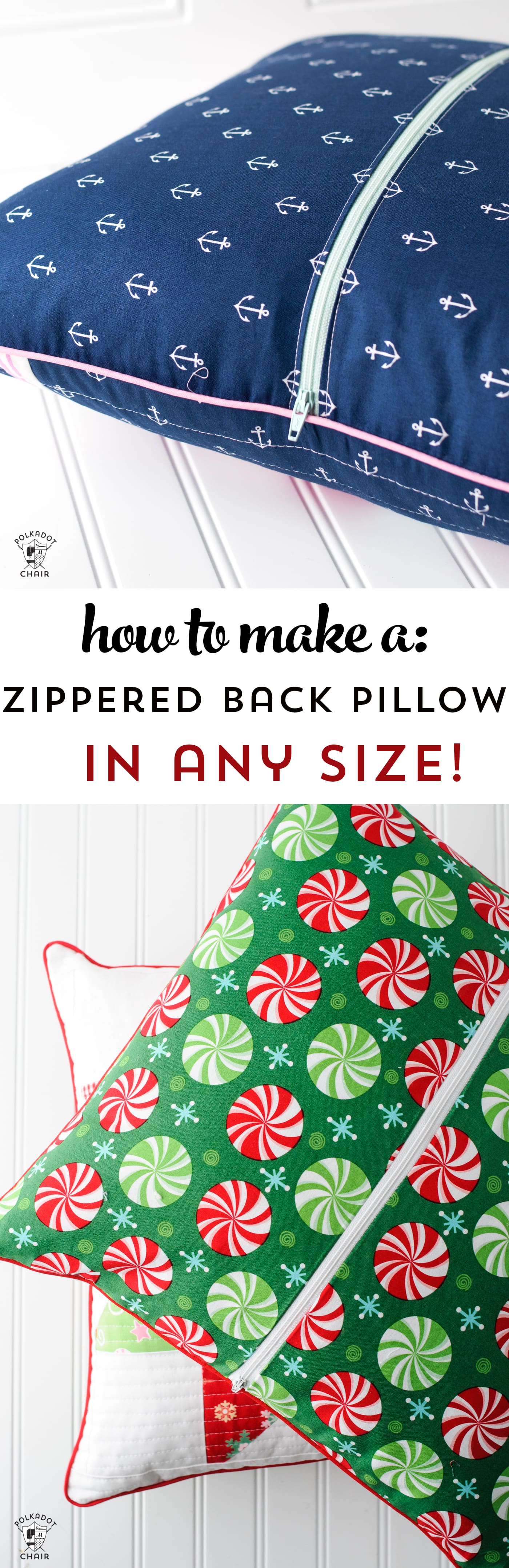 Learn how to add a zipper to the back of a pillow - a free sewing tutorial. So easy, you can do it for any size pillow!