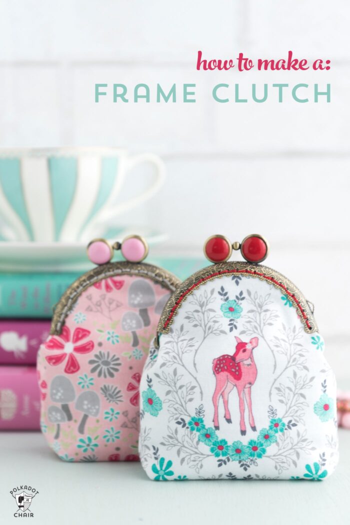 Learn how to draft a custom pattern for a frame clutch with this metal frame purse tutorial - how make a coin purse from a metal frame #frameclutch #sewing #sewingtutorial #sewingpattern #melissamortenson #polkadotchair #frameclutchpattern