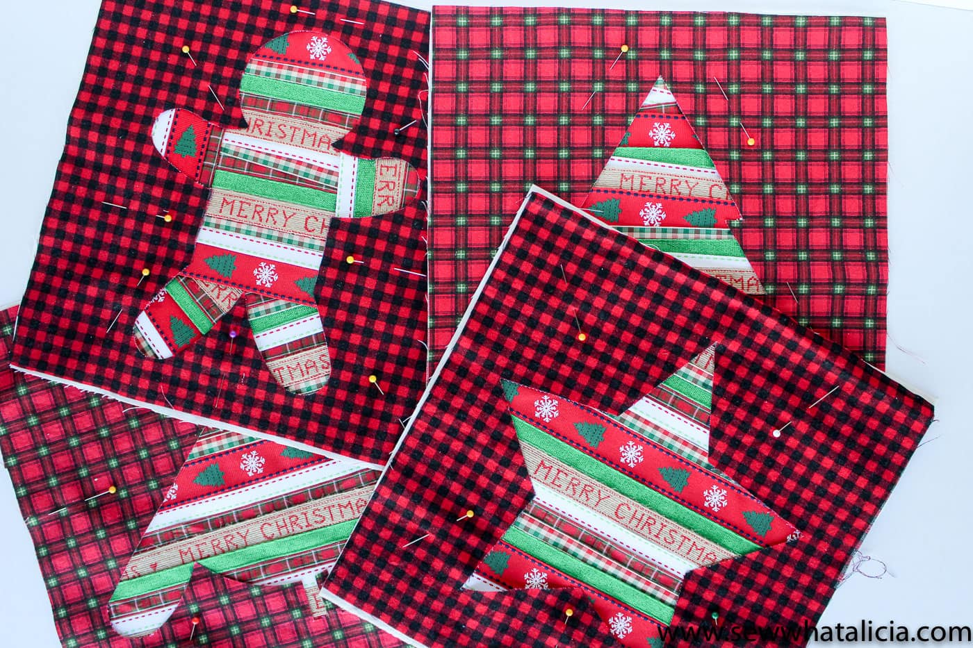 Free Reverse Applique Christmas Table Runner Pattern - such a cute and fun Christmas craft or sewing project #tablerunner #tablerunnerpattern #christmas #ChristmasDecor #ChristmasCraft #ChristmasProject