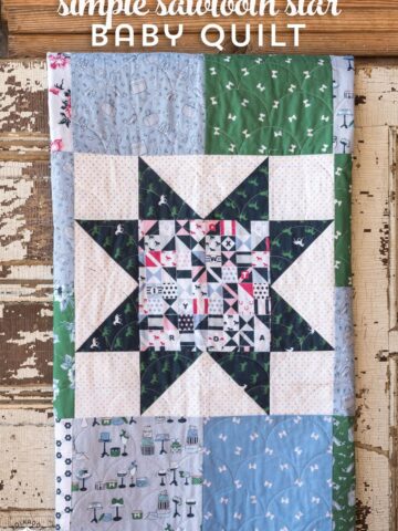 Free pattern for a Simple Sawtooth Star Baby Quilt - so fast to stitch up - great for a beginning quilter! #quilts #babyquilt #beginningquilter #quilttutorial