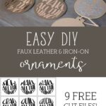 Make these adorable "Maker" DIY Leather Christmas ornaments. Includes free svg cut files - with cute sayings like "make all the things" - great gift ideas for Makers! #cricutmade #cricut #leatherornaments #christmasornamentDIY #DIYChristmasOrnaments