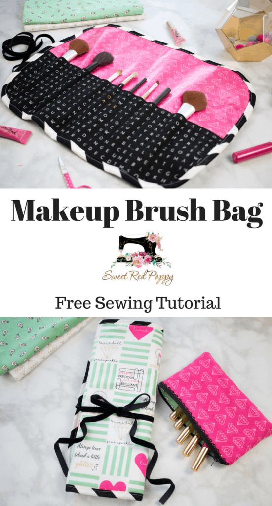 Free Make Up Brush Roll Sewing Tutorial by Sweet Red Poppy. Learn how to sew a make up brush roll case, could also be used for a jewelry roll. Great gift for travelers