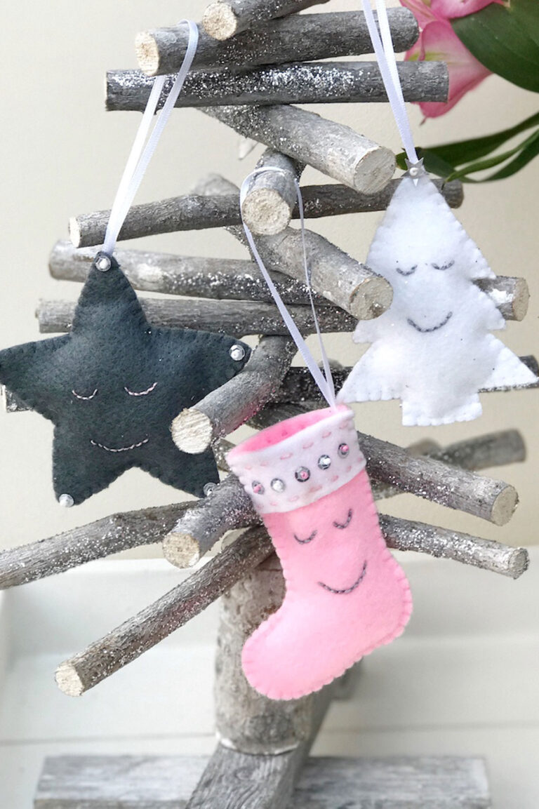 Handmade Felt Stocking, Tree & Star Christmas Ornaments Pattern & Tutorial