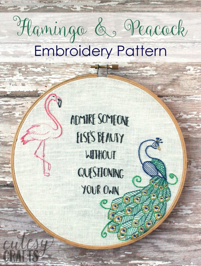 Flamingo and Peacock Free Embroidery Pattern