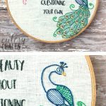 Flamingo and Peacock Free Embroidery Pattern - Quote embroidery "Admire Someone else's beauty without questioning your own" #embroiderypattern #freeembroiderypattern #flamingo #peacock #embroiderypatternquote