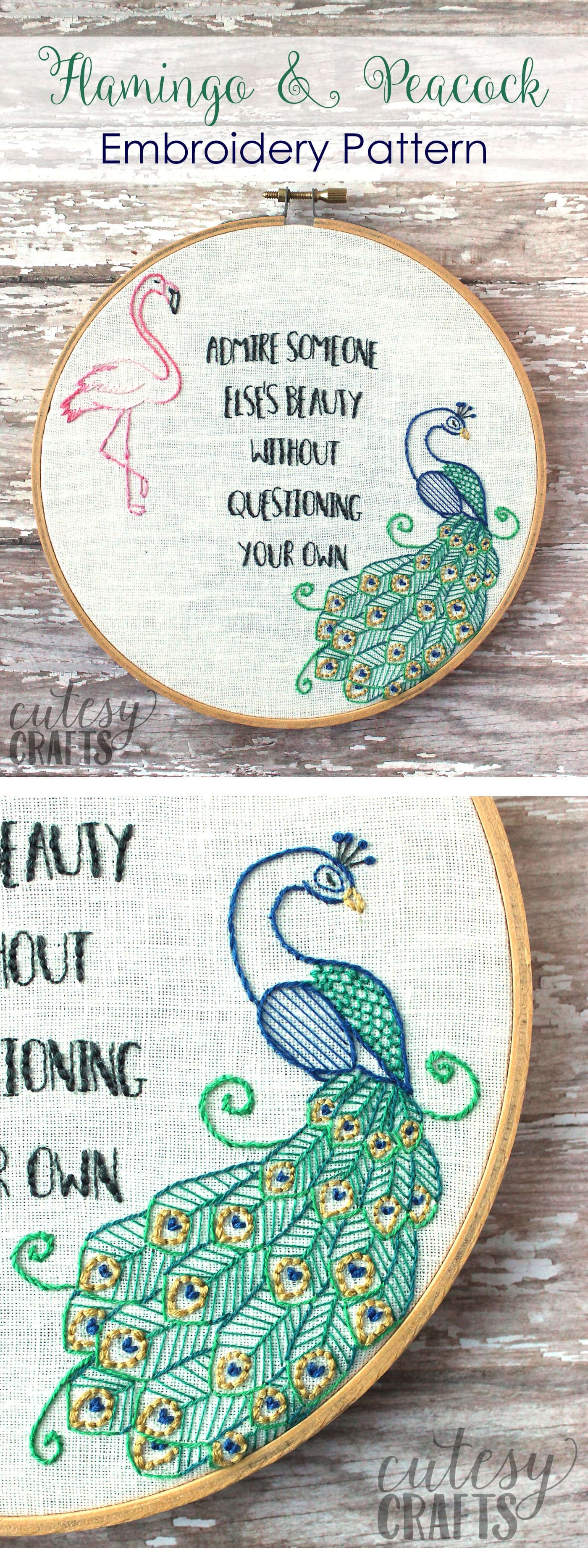 Flamingo and Peacock Free Embroidery Pattern - The Polka ...