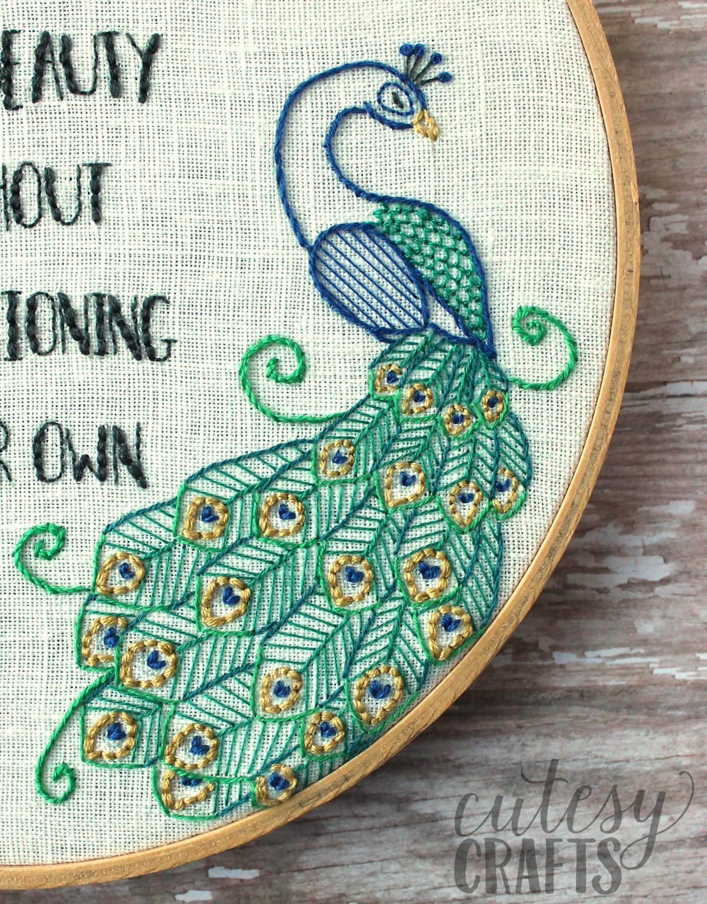 Flamingo and Peacock Free Embroidery Pattern - Quote embroidery "Admire Someone else's beauty without questioning your own" #embroiderypattern #freeembroiderypattern #flamingo #peacock #embroiderypatternquote
